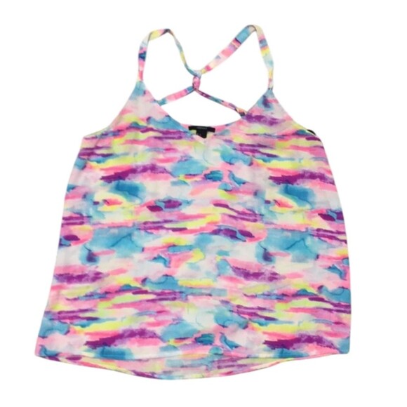 Tank Top Watercolor Colorful Chiffon Twisted Racer back Sheer Not See Th… - Picture 13 of 14